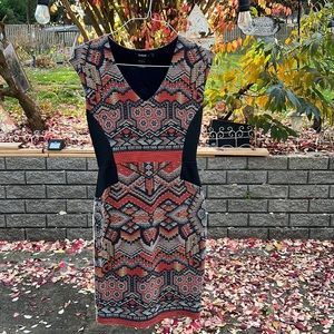 Desigual Orange and Black Printed Dress